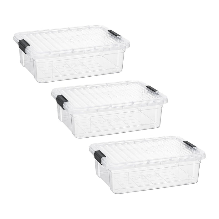 Superio 7.4 Quart Clear Plastic Storage Bin with Lid, Stackable Organizer Box, BPA-Free Storage Container for Home, Garage, School & Office, 3 Pack
