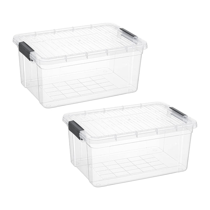 Superio Storage Bins with Lids- 2 Pack, 21 Qt Clear Boxes for Organizing, Stackable Plastic Containers- BPA Free, Non-Toxic, Odor Free, Organizer for Home, Office, Dorm