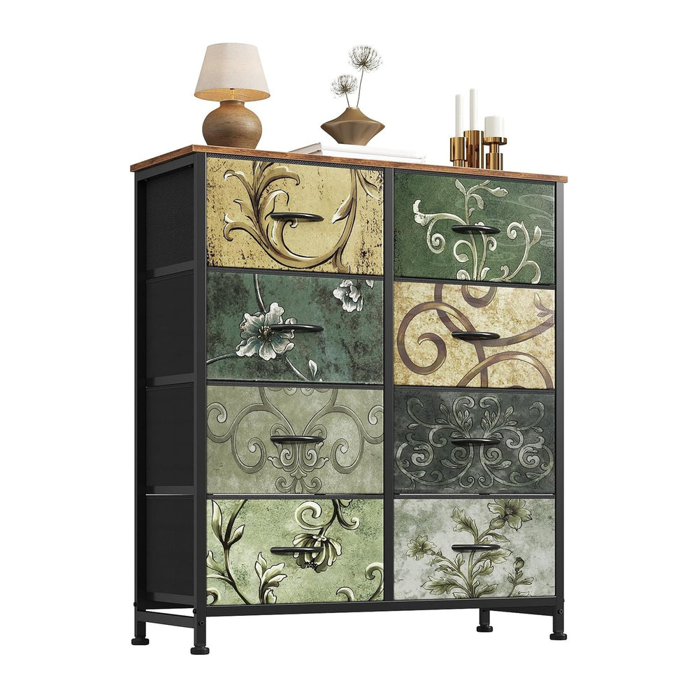 Sweetcrispy 8 Drawer Fabric Dresser, Tall Storage Tower for Bedroom