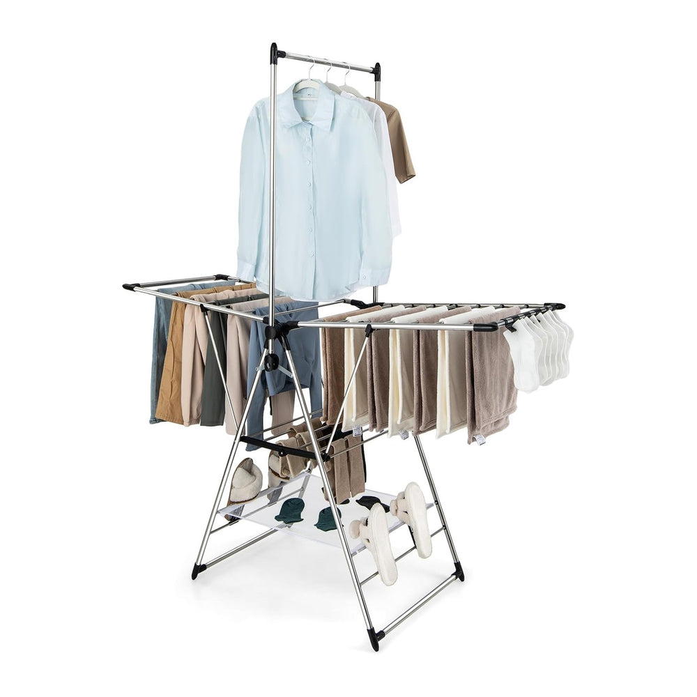 Tangkula 2-Layer Stainless Steel Drying Rack, Foldable Laundry Rack w/ 1 Hang...