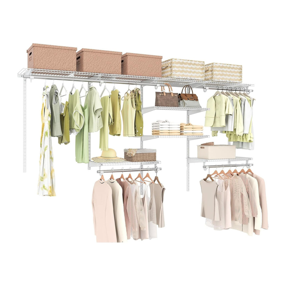 Tangkula 4 to 8 FT Custom Closet System, Wall Mounted Closet with Hanging Rod...