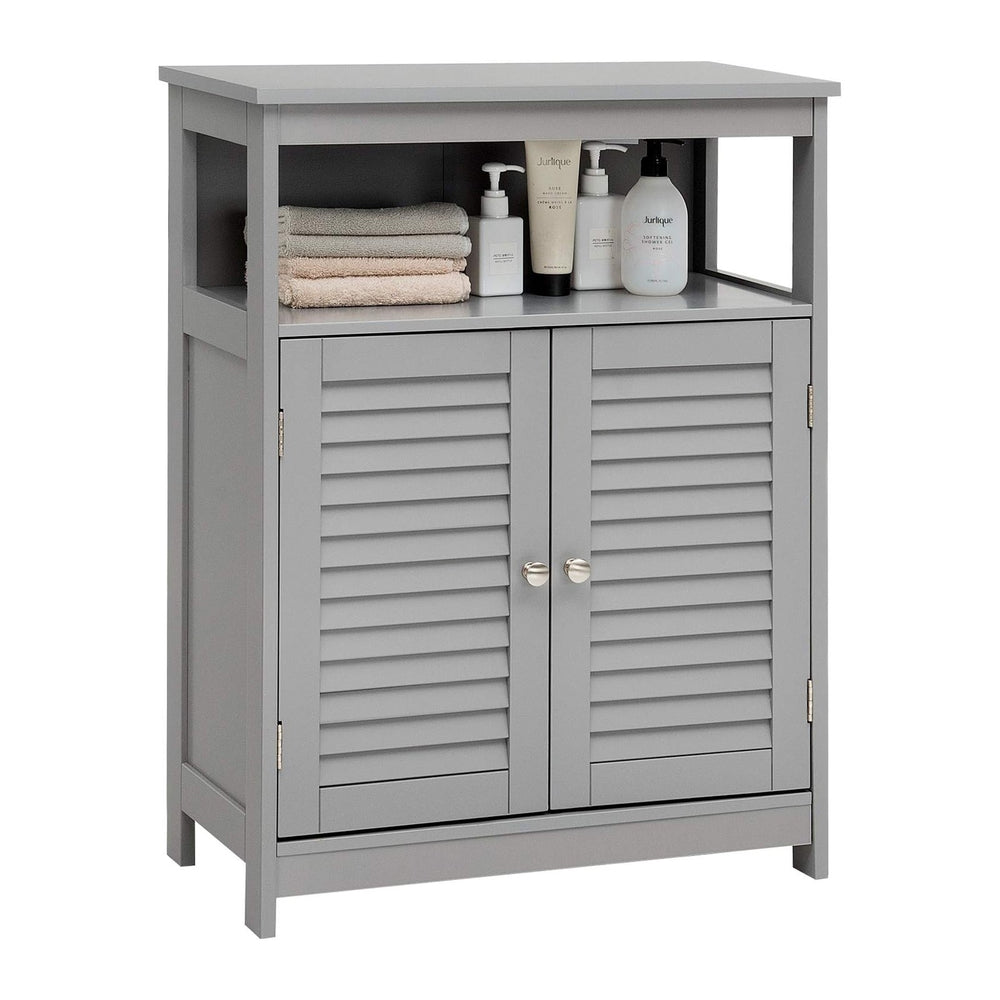 Tangkula Bathroom Floor Cabinet, Wooden Freestanding Storage Cabinet with Dou...