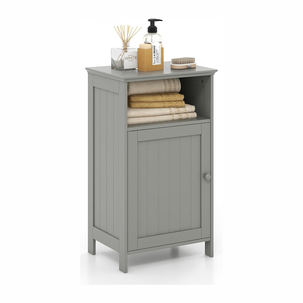 Tangkula Bathroom Storage Cabinet, Freestanding Wooden Single Door Side Floor...