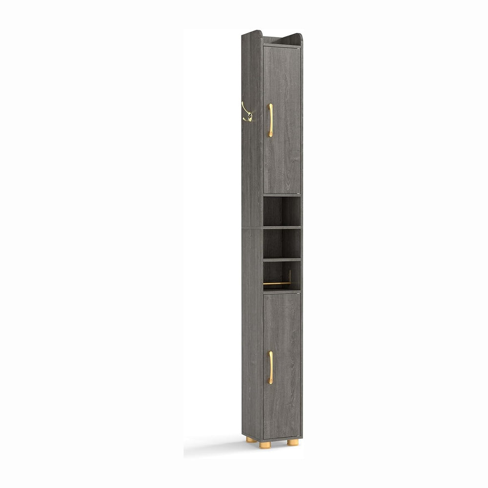 Tangkula Narrow Bathroom Cabinet, 69.5” Tall Storage with 2 Doors & Adjus...
