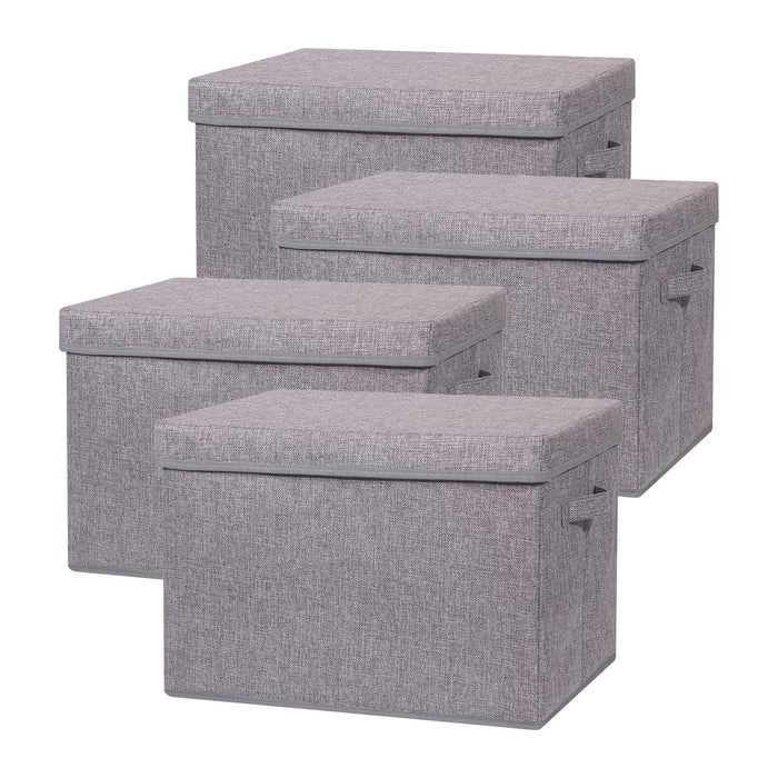 TENABORT 4 Pack Large Foldable Storage Box with Lids Fabric Storage Cube Organizer Cloth Containers Bins Baskets for Closet Clothes Clothing Bed Room