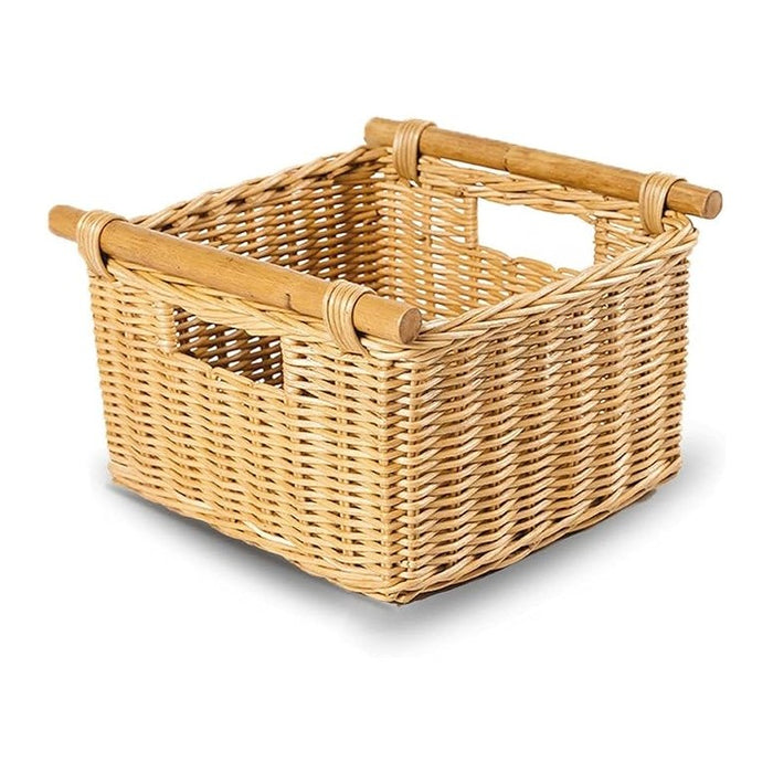 The Basket Lady Deep Pole Handle Wicker Storage Basket, 11.5 in L x 11.5 in W x