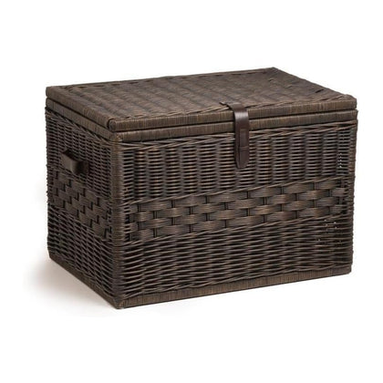 The Basket Lady Deep Wicker Storage Trunk, XL, Walnut Brown