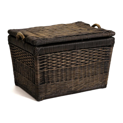The Basket Lady Lift-Off Lid Wicker Storage Basket, M, Walnut Brown