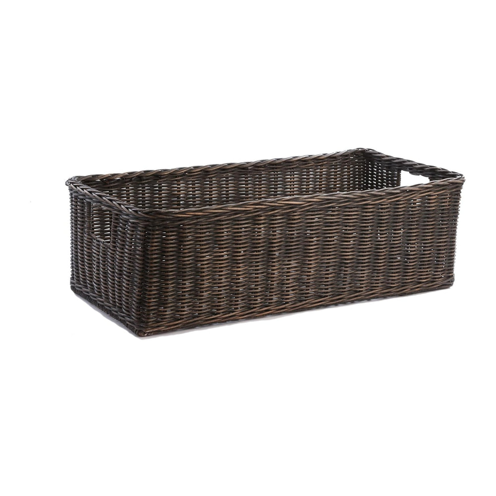 The Basket Lady Long Low Wicker Basket, XL, Walnut Brown