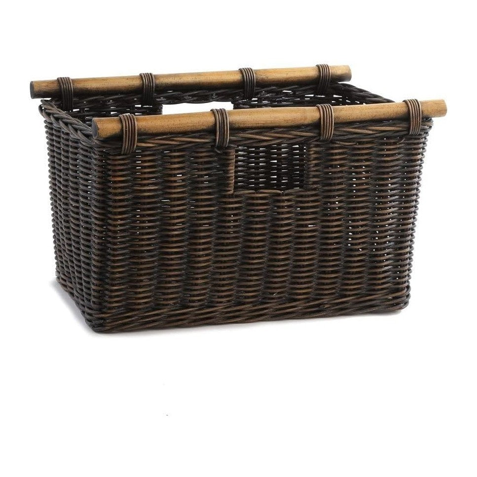 The Basket Lady Tall Narrow Wicker Storage Basket, S, Walnut Brown