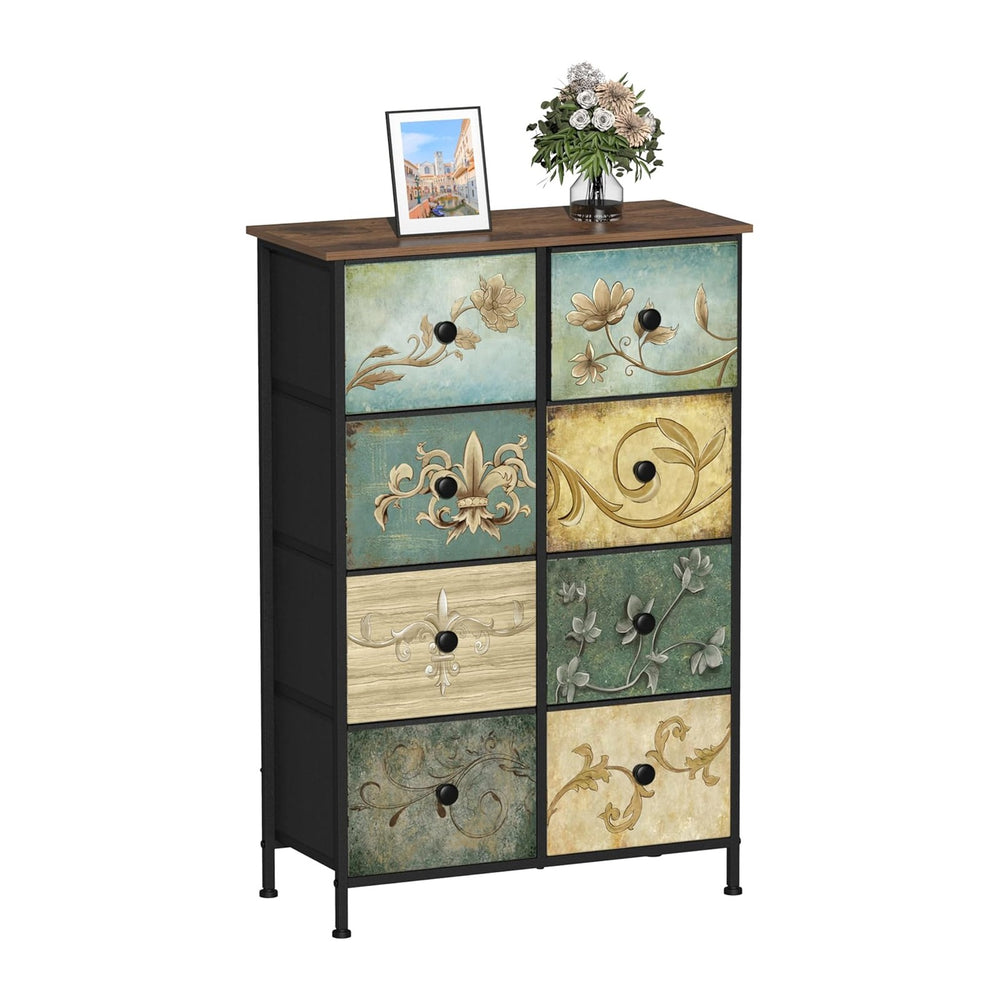 Tohomeor Narrow Storage Dresser Slim Dresser with Retro Flowers Fabric Drawer...