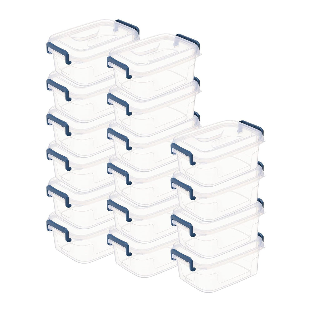 Tribello Small Clear Storage Bins with Lids, Bulk 16-Pack Stackable Plastic S...