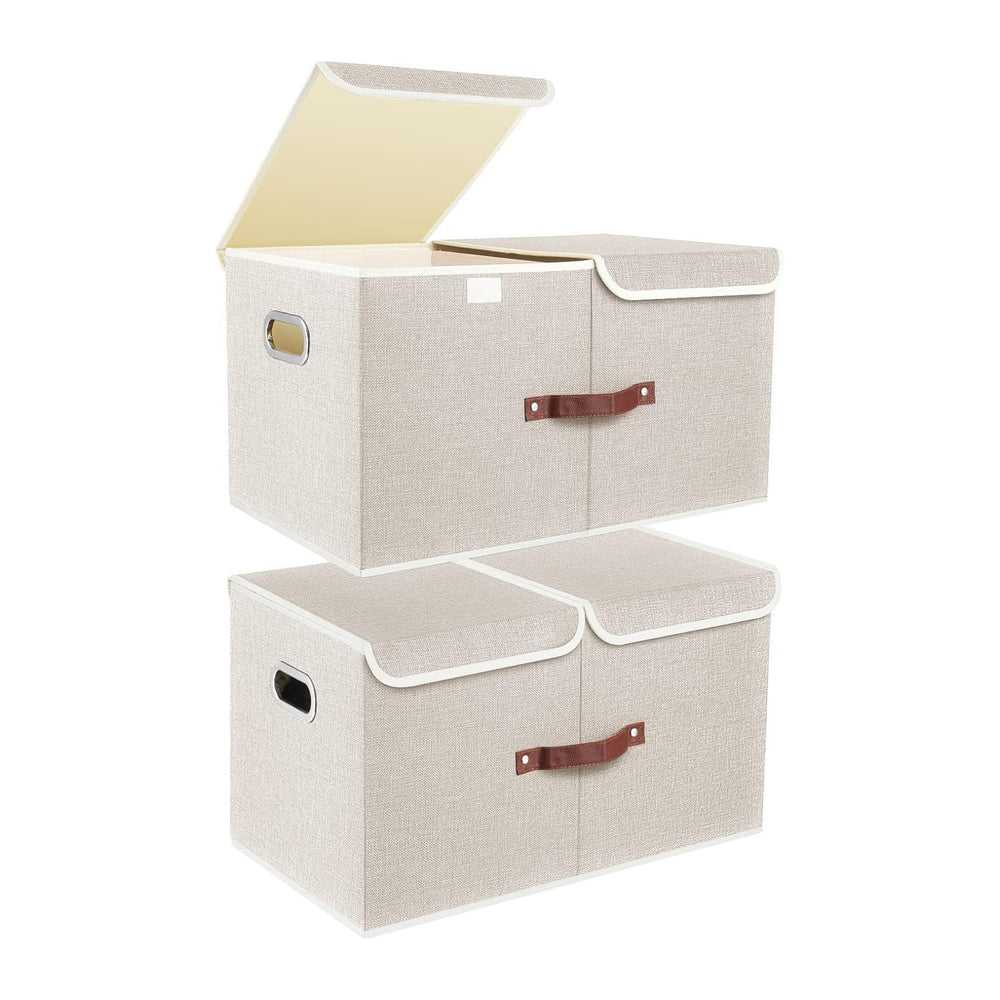 TYEERS Extra Large Collapsible Storage Bins with Lids and Compartments, Washa...