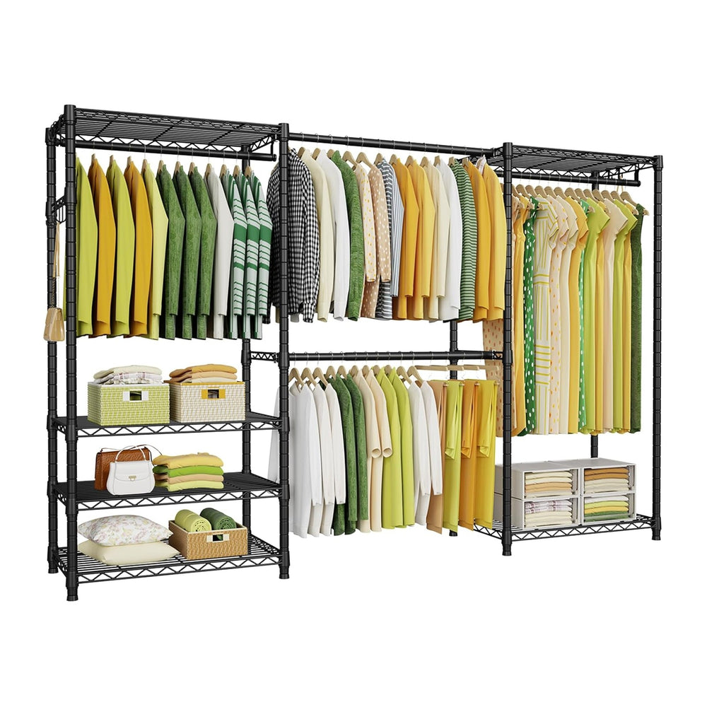 Ulif E1 Heavy Duty Closet Garment Rack, Easy to Assemble Wardrobe, Black