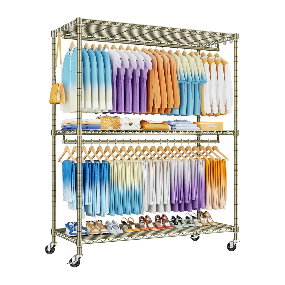 ULIFHOME P8 Max Heavy Duty Clothes Rack（With Extended Width Design） Rolling C...