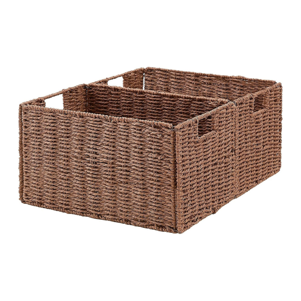 Vagusicc Large Wicker Storage Basket, Set of 2 Baskets for Organizing Brown