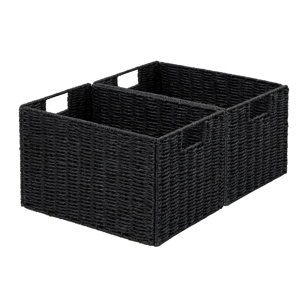 Vagusicc Wicker Storage Basket, Set of 2 Hand-Woven Paper Rope Wicker Basket,...