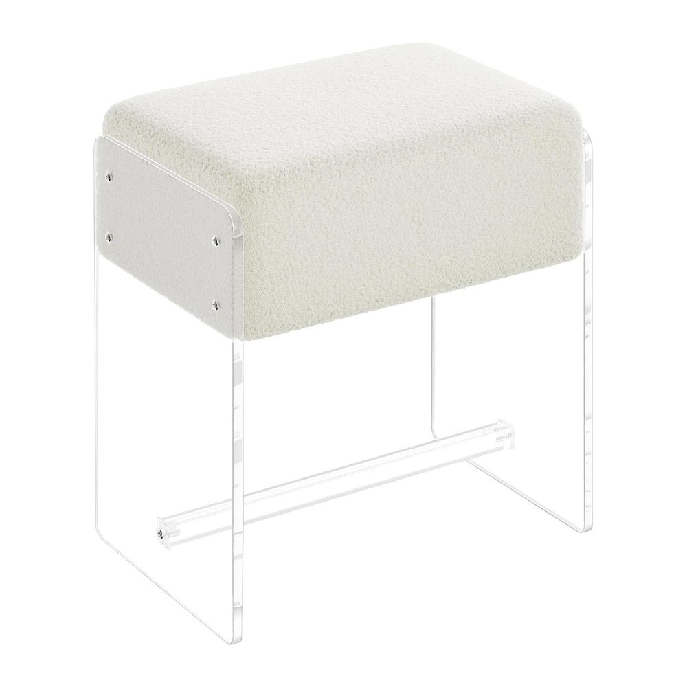 Vanity Stool Chair, Soft Ottoman with Clear Acrylic Legs, Modern Padded Seat ...