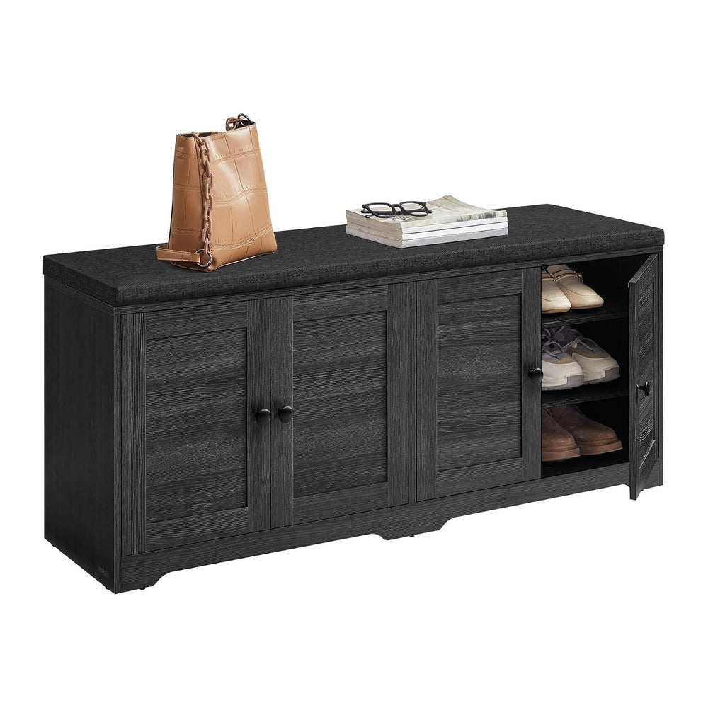 VASAGLE 3-Tier Shoe Storage Bench with Cushion, 14 x 47.6 x 20.7 Inches
