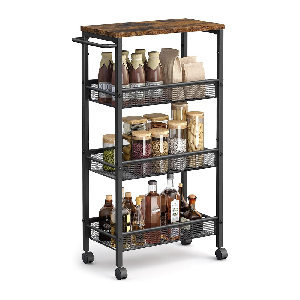 VASAGLE 4-Tier Slim Rolling Storage cart with Wheels, 8.7 Inches, Metal
