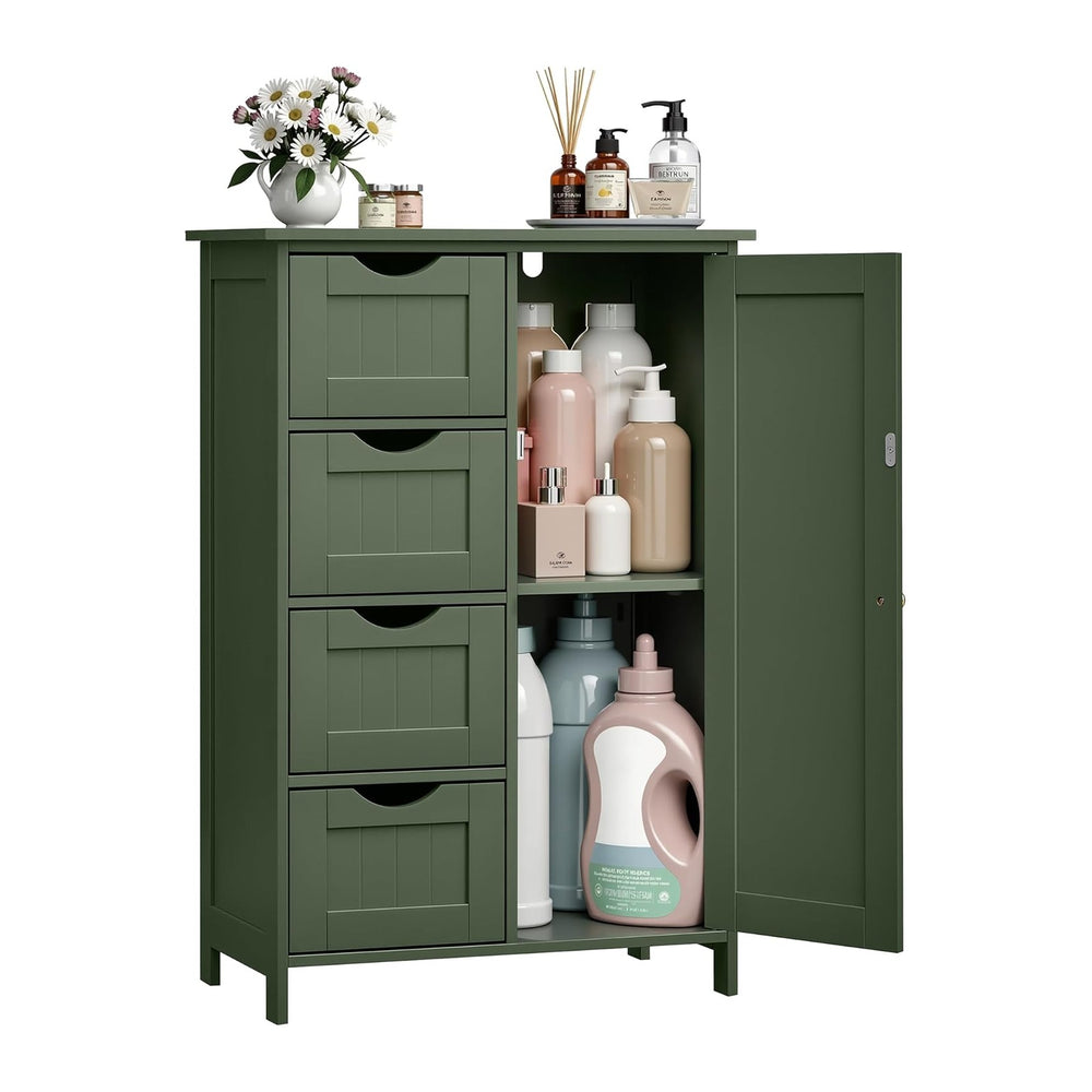 VASAGLE Floor Storage Cabinet, Farmhouse, 4 Drawers and 1 Door,32.3" H