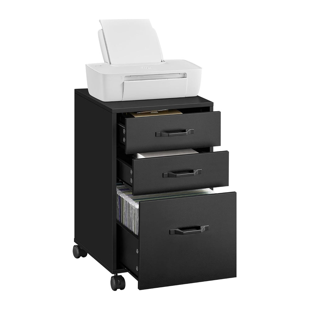 VASAGLE Mobile File Cabinet, 3 Drawers Filing Cabinet with Wheels