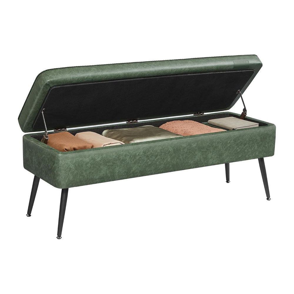 VASAGLE Storage Ottoman Bench, PU Leather, Steel Legs