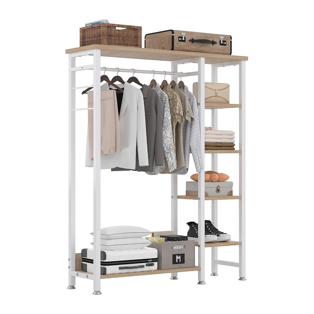 VECELO Open Garment Clothing Rack, Free-Standing Heavy Duty Storage Closet wi...