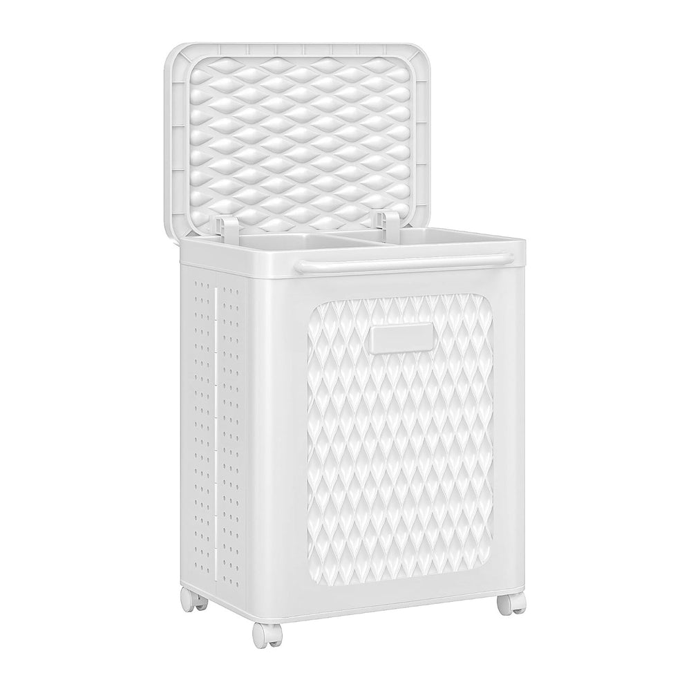 VECELO Rolling Laundry Hamper with Wheels and Lid, Foldable Plastic Laundry B...