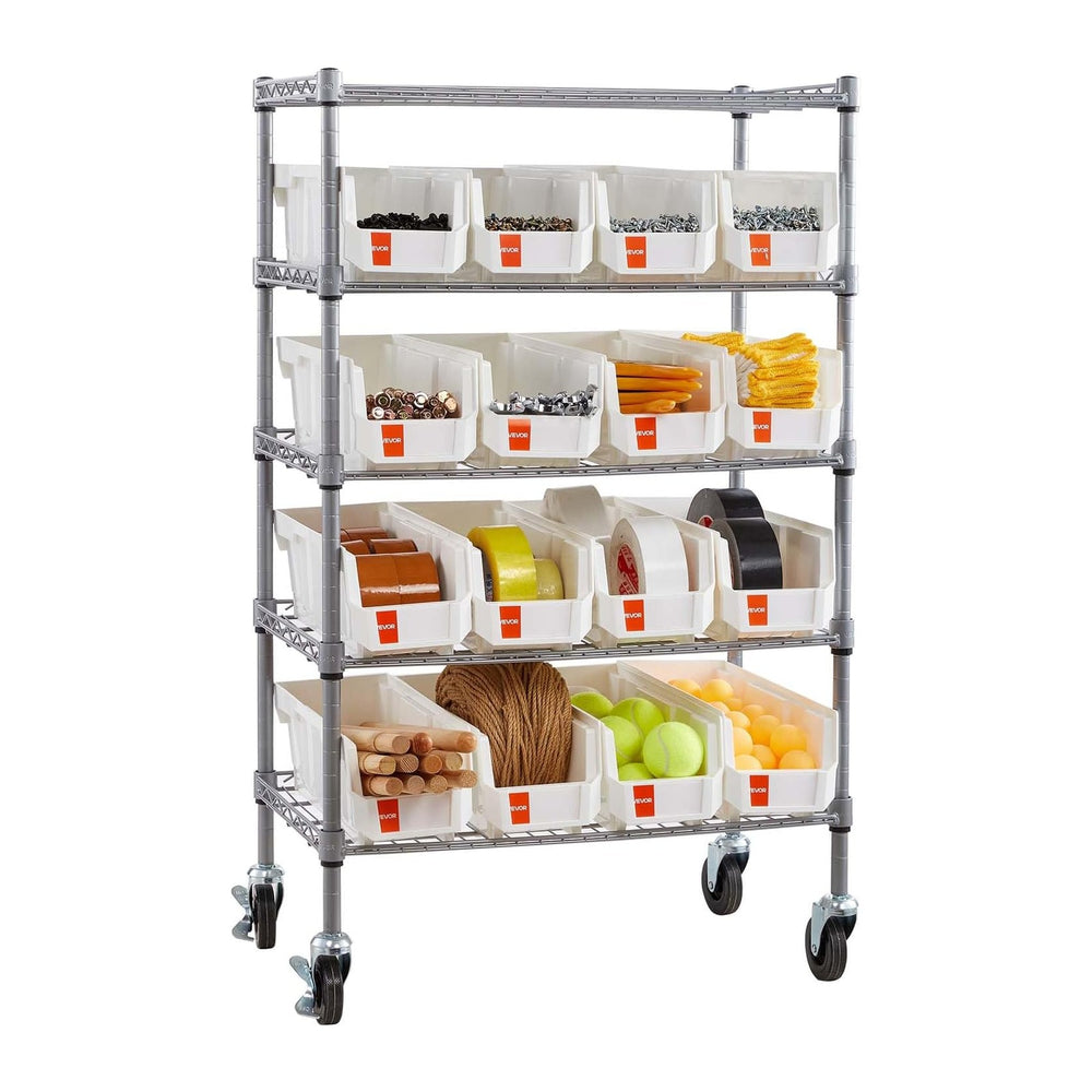 VEVOR 5-Tier Rolling Bin Storage Rack, 16 Organizer Bins, Bin Rack Storage St...