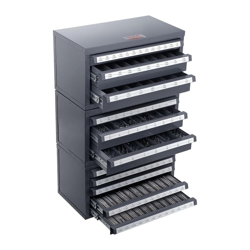 VEVOR Drill Bit Dispenser Cabinet Set, Three-Drawer for 1/16" to 1/2&quo...