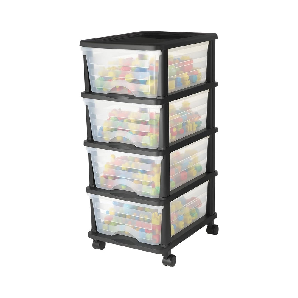 VEVOR Plastic Storage Drawers Cart, 4 Drawers Storage Organizer with Wheels, ...