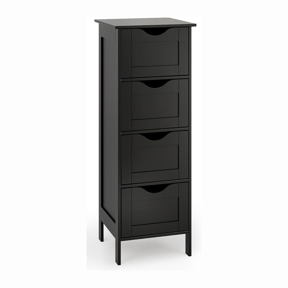 VINGLI Black Bathroom Storage Cabinet with 4 Drawers, Slim Freestanding Floor...