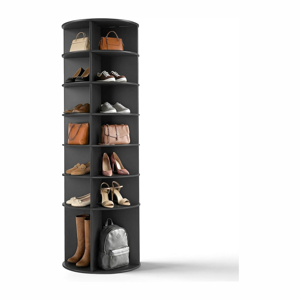VINGLI Black Rotating Shoe Rack Tower, 7 Tier 360° Shoe Storage for Closet, 7...