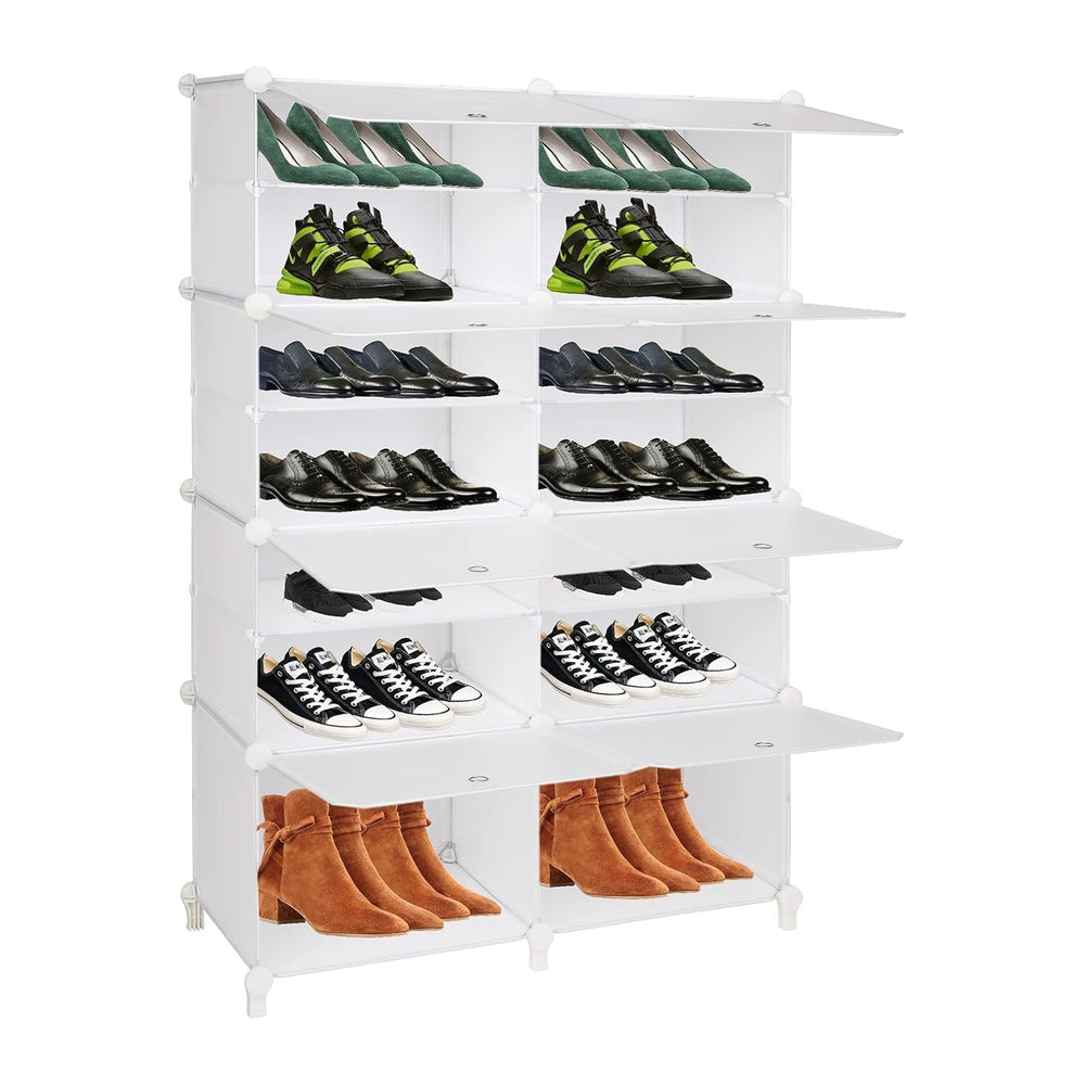 VINGLI Shoe Rack Cube Storage Organizer Shelf Stackable Shoe Tower 7-Tier DIY...