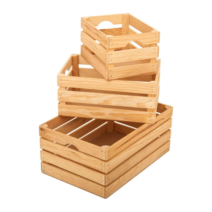 VINTAYARD Rustic Wood Crates for vintage decorative display, Nesting Crate set for storage and farmhouse style decor, wooden boxes made from 100% Wood (Natural Pine, Nested Set of 3)