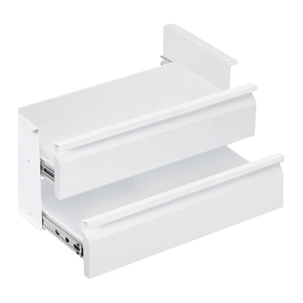 VIVO 16 inch Slide Out Dual Tier Desk Drawer, Under Desk 2 Layer Storage, Whi...