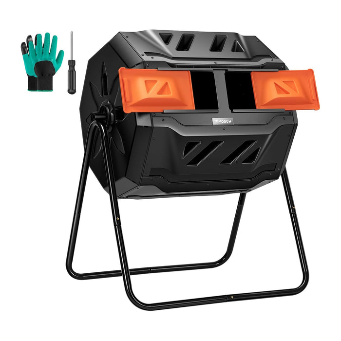 VIVOSUN Outdoor Tumbling Composter Dual Rotating Batch Compost Bin, 43 Gallon