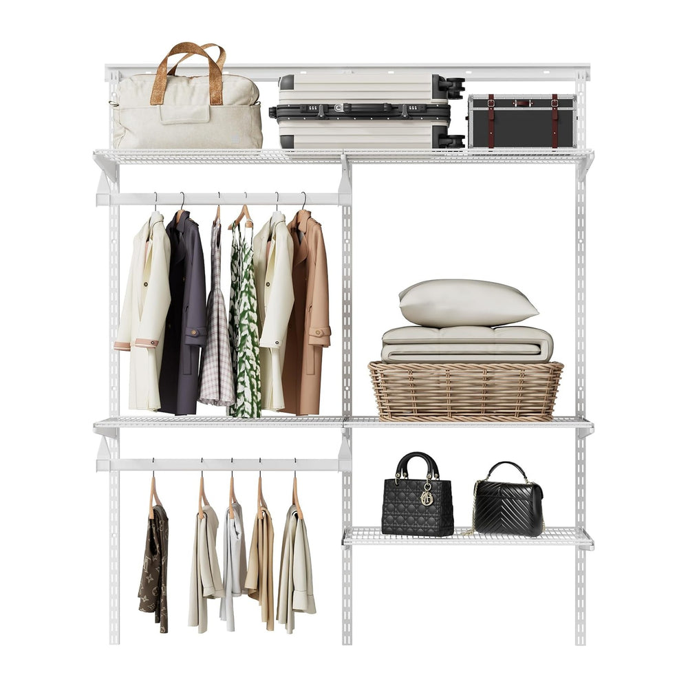 Wall Mounted Wire Closet System, White, 2-4Ft
