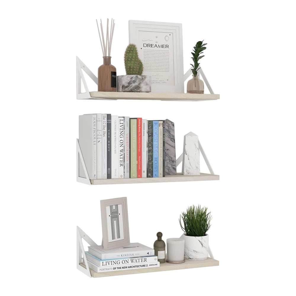 Wallniture Minori Floating Shelves for Wall Storage, Floating Bookshelf Set o...