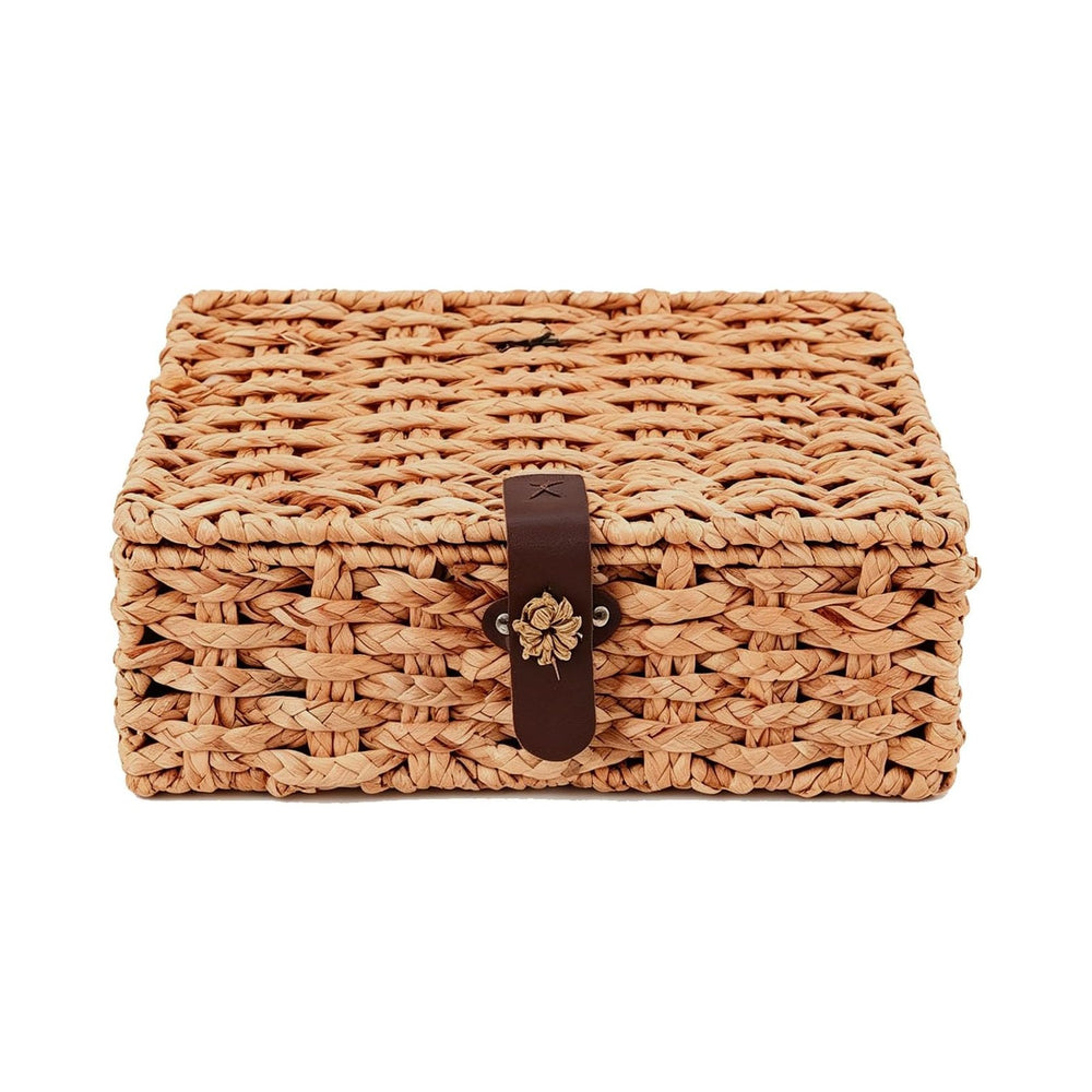 Water Hyacinth Wicker Storage Box with Lid （Large）