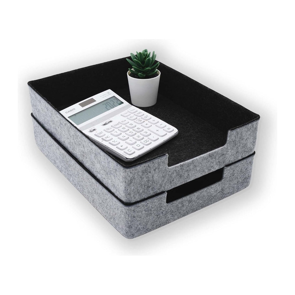 Welaxy Felt Desk Drawer Organizer Trays Charcoal Stackable File Organizer