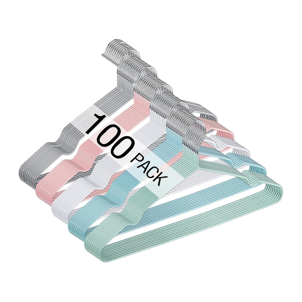 Wesiti 100 Pcs Metal Wire Non Slip Hangers for Clothes Space Saving Hanger St...