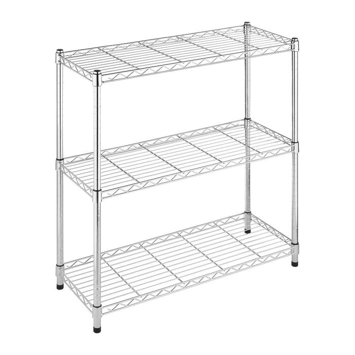Whitmor 3 Tier Shelving Unit, Metal Storage Shelves, 400 lbs Capacity per Shelf, 1200 lbs Total, Easy Assembly Home Organizer for Pantry, Kitchen, Garage, Plant, 36"L x 14"W x 36"H, Chrome