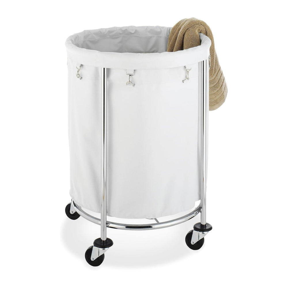 Whitmor Round Commercial Laundry Hamper with Removable Liner and Heavy Duty W...
