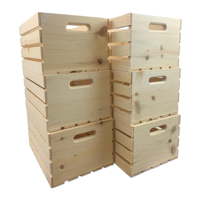 Wilson Large Wooden Pine Crate for Storage and Decoration at Home, Office, Kitchen, Bedroom, and Retail (12.5"x9.625"x17.875") (Set of 6) (6)
