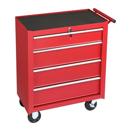 Winado 4 Drawer Rolling Tool Cabinet, Lockable Steel Tool Chest, Red