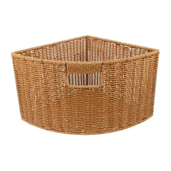 Woven Triangle Corner Storage Basket with Handles Shelf Laundry Basket
