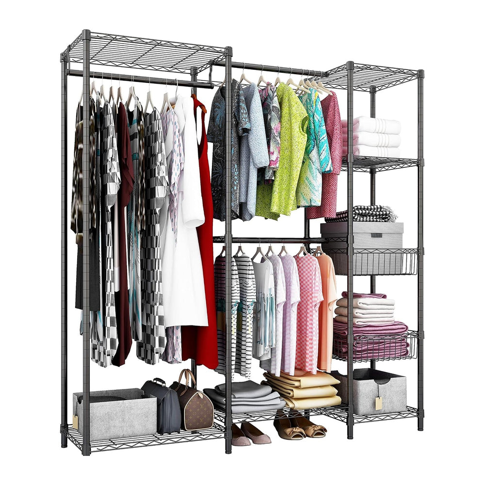 Xiofio 6 Tiers Heavy Duty Garment Rack,Metal Clothing Rack,Clothing Storage R...