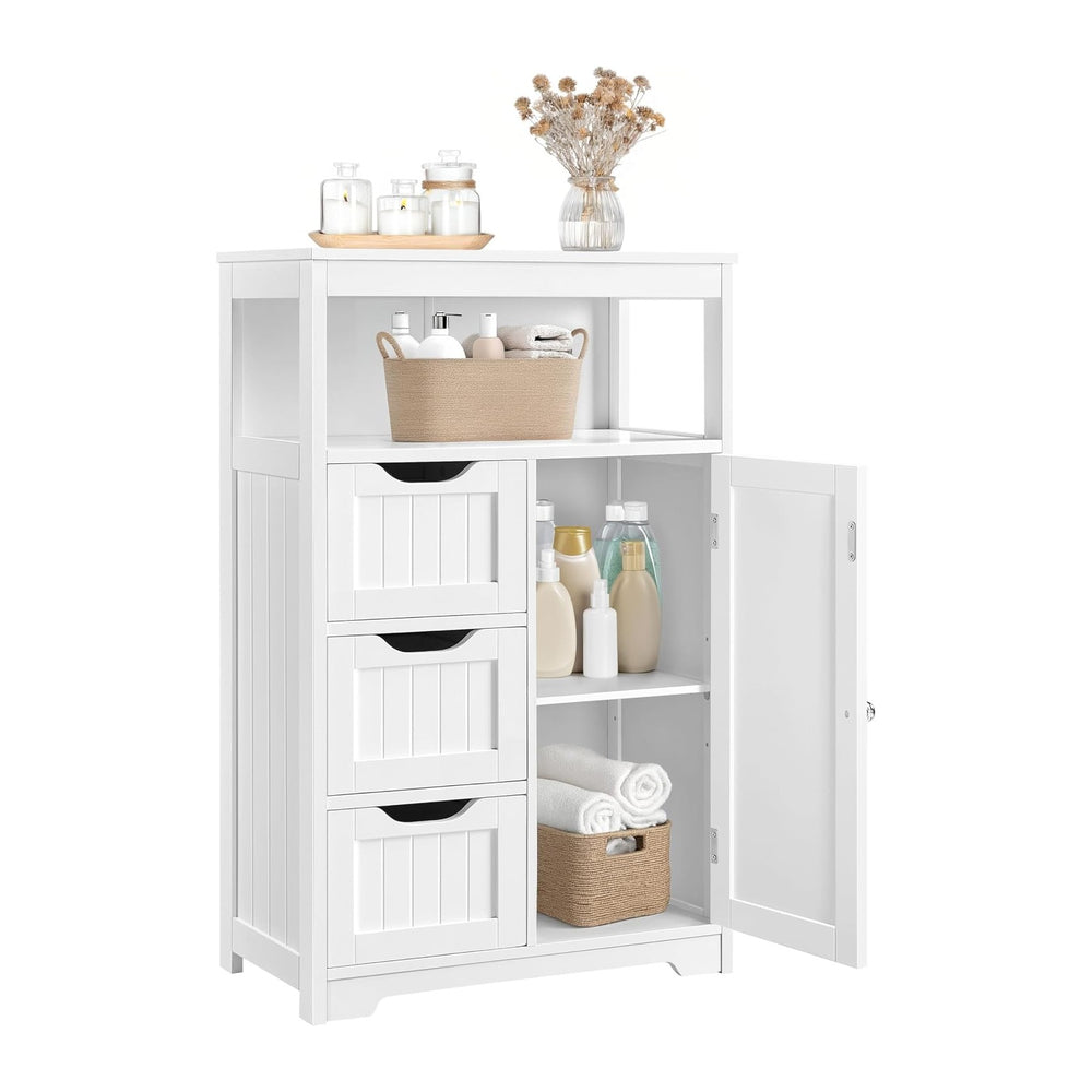 Yaheetech Small Freestanding Bathroom Storage Cabinet with 3 Drawers, White